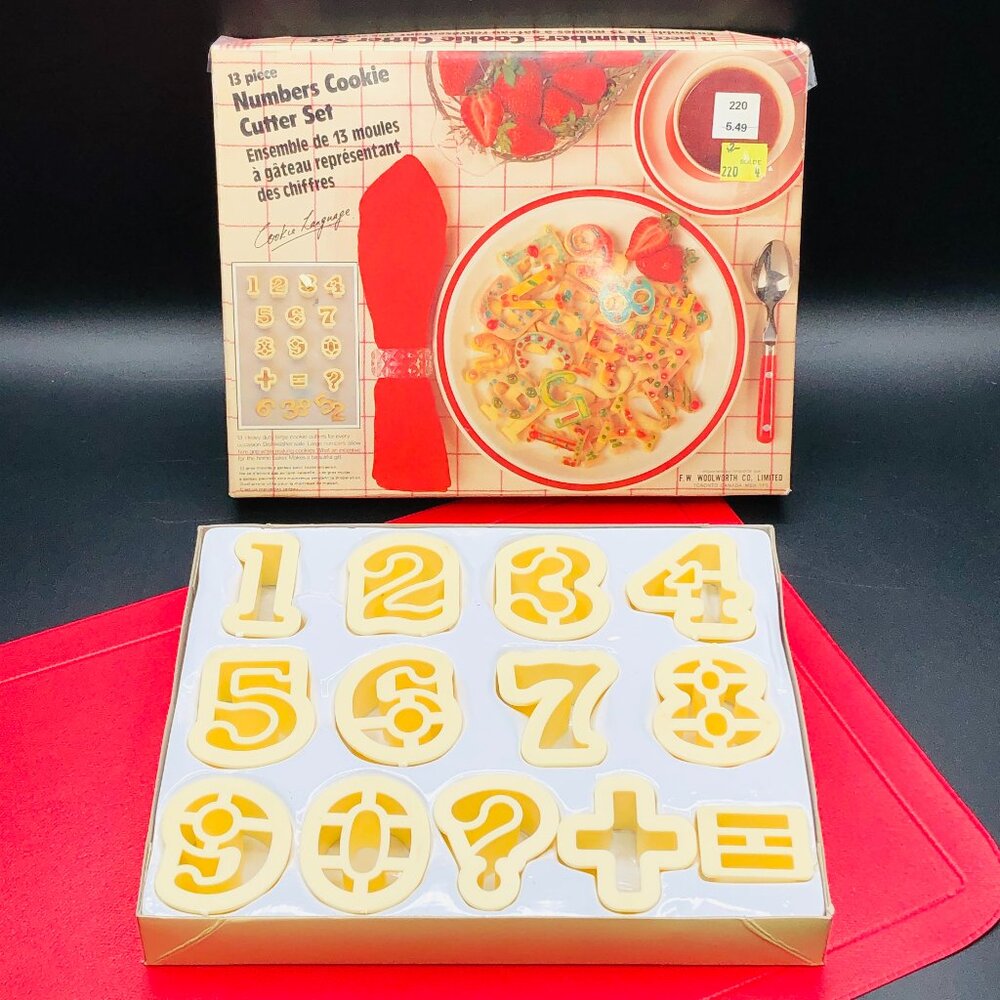 80s Woolworth NUMBERS Cookie Cutter Set - Original 13 piece Box Kit- Vintage